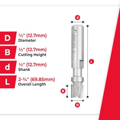 Amana Tool 47228-S Carbide Tipped Flush Trim Plunge Template 1/2 D x 1/2 Inch CH x 1/2 SHK w/Upper Ball Bearing Router Bit