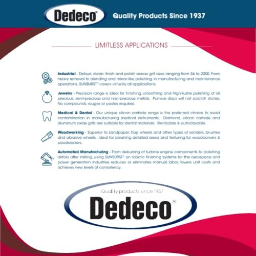 Dedeco Sunburst Radial Bristle Discs 12-Pack - 3" Curved - 3/8" Arbor - Red 220 Grit (Standard) - Aluminum Oxide for Polishing & Finishing