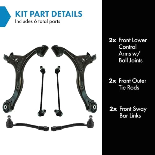 TRQ Front Steering & Suspension Kit Control Arm with Ball Joint Sway Bar