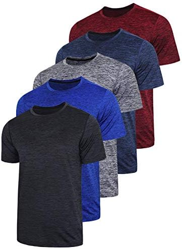 Liberty Imports 5 Pack Men's Active Quick Dry Crew Neck T Shirts