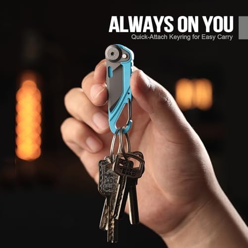 TACRAY Vinto 5-in-1 Keychain Multitool Mini Pocket Knife, 1.5" Blade, Blue