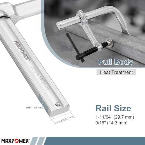 MAXPOWER Thick Rail F Clamp, 8" Opening, 4-3/4" Throat