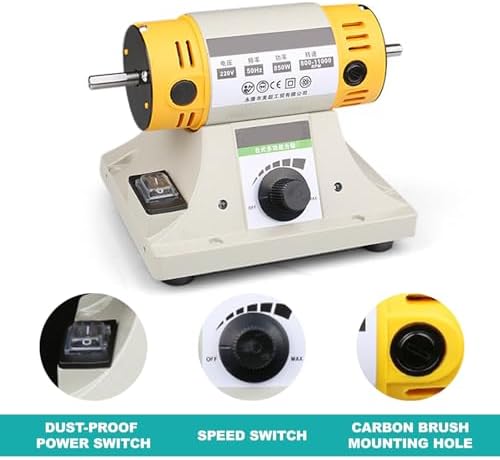 850W Rock Polishing Buffer Machine,Speed Adjustable Bench Lathe Polisher-Support grinding - cutting - drilling,With flexible shaft & handle&Universal water pipe,Tabletop Lapidary Equipment