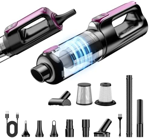 MONOZEL Cordless Handheld Vacuum Cleaner, 18000Pa 2 in 1 Car Vacuum Cleaner&Air Duster, 130W Brushless Motor with 7800mAh Battery, LED Light and Multi-Nozzles, Portable for Car, Home, Office, Pet