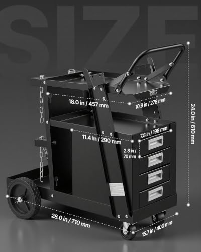 VEVOR Welding Cart, 2-Tier 4 Drawers Welder Cart 265 LBS Weight Capacity
