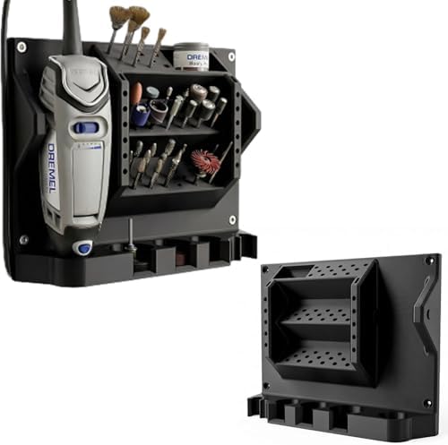 Wall Mount Bracket for Dremel Rotary Tool, Universal Fit for 3000/4000/4300/300, Space Saving Wall Mount Organizer with Built-in Bit Storage, Workshop & Garage Tool Organization System