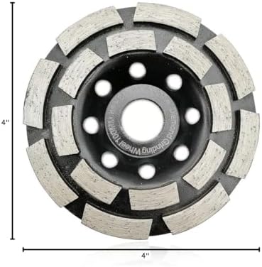 SHDIATOOL 4 Inch Double Row Diamond Grinding Cup Wheel for Concrete Granite Marble Masonry Brick Fits 5/8 Inch Arbor