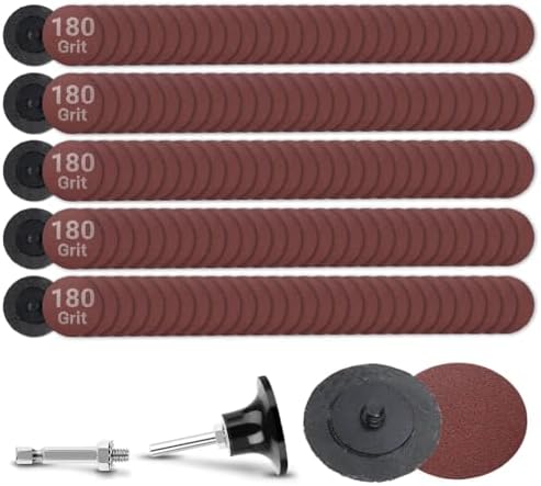 150Pcs 2 inch R-Type Quick Change Aluminum Oxide Surface Conditioning Sanding Discs Set 180 Grit with Adapter & Backing Pad