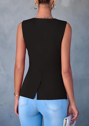 PRETTYGARDEN Women Tailored Suit Vest Business Casual Tops