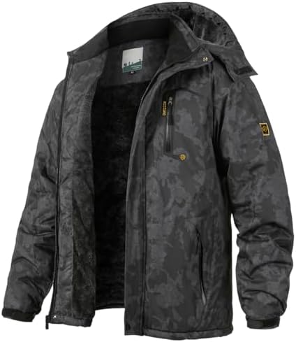 Men's Winter Ski Jacket Warm Fleece Waterproof Outdoor Mountain Hiking Windbreaker Hooded Snow Rain Coat