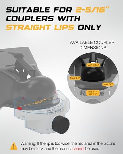 RETRUE Heavy Duty Trailer Lock for 2 5/16" Ball Hitch Coupler, Black