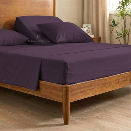 JS Sanders Collection Split Head Sheet Set 4PC King Size, Plum