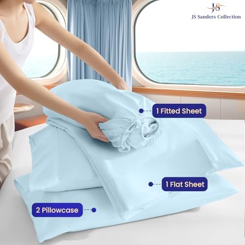 JS Sanders Collection 4PC Boat Sheet Set Universal V Berth, Light Blue