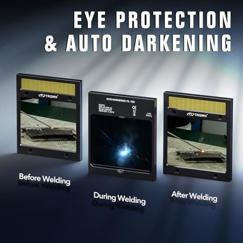 TRQWH Welding Helmet Auto Darkening Large Viewing True Color Solar Powered Welding Mask with 4 Arc Sensor Adjustable Wide Shade Range 4~5-8/9-13 Welder Mask with Grinding
