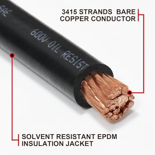 iGreely 4/0 Gauge 4/0 AWG Wire 10 Ft Black+10 Ft Red Flexible Welding Battery Copper Cable for Auto Solar Marine Truck Inverter,5pcs 5/16""&5pcs 3/8"" Copper Terminal Cable Lugs+Heat Shrink Tubing