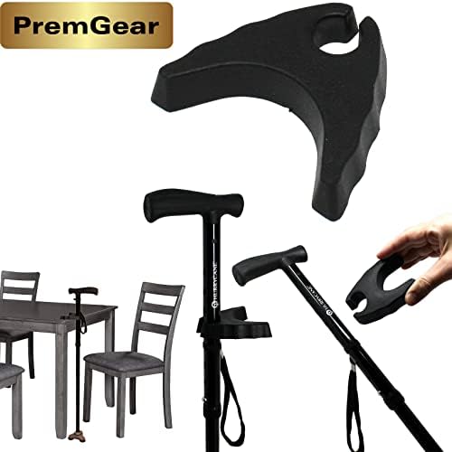 HurryCane Freedom Edition Foldable with T Handle Walking Cane for Men & Woman (Blue) Bundle with PremGear Cane Holder, Compatible with HurryCane