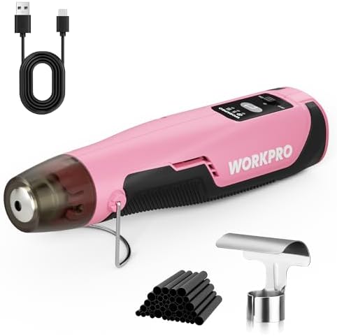 WORKPRO 7.2V Pink Cordless Mini Heat Gun, 1.5s Fast Heating
