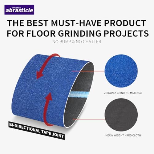 8 Packs 8 x 19 inch 24 Grit Blue Zirconia Cloth Floor Sanding Belts Ideal for Sanding Commercial and Residential Flooring
