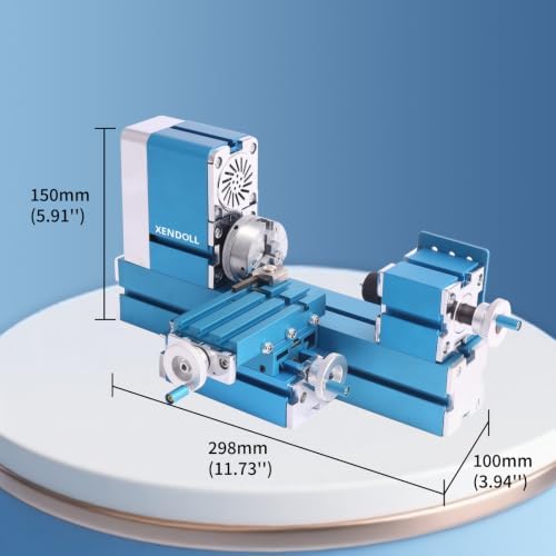 XENDOLL Mini Metal Lathe W103MA — 24W Precision Desktop Lathe for Hobby, STEM Education & DIY Projects, Processes Wood, Plastic & Soft Metals