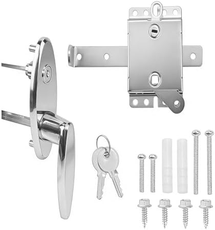 1PCS Universal Garage Door Lock Kit - L-Handle Lock with Inside Slide Lock Latch & Keys, Replacement Hardware Kit for Home Improvement & Door Repair