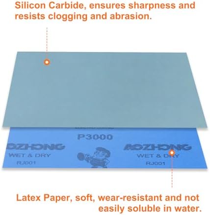 HARFINGTON 30pcs Sandpaper 3000 Grit 9 x 11 Inch Waterproof Backing Silicon Carbide Abrasive Wet Dry Sanding Sheets for Wood Finishing, Metal Sanding, Automotive Polishing