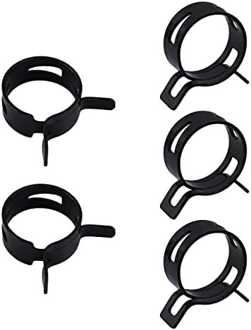 5pcs 0.55" ID Constant Tension Band Hose Clamps, 14mm Spring Band Type Action Hose Clamp Manganese Steel Fuel Line Clamp Low Pressure Air Clip Clamp for Fuel Hose Line Water Pipe Air Tube black