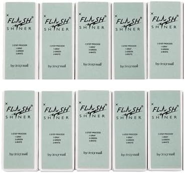 Flash Shiner® Block – 3-Way Nail Buffer – Pack of 10 – Professional Nail Buffer for Natural Shine – Smooths, Conditions & Polishes – Manicure Tool for Home or Salon Use