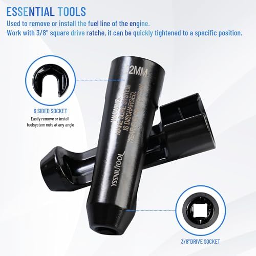 5pcs 12090 Line Socket Set, Fuel Injection Flare Nut Socket 17mm 19mm 21mm 22mm 24mm,Compatible with 12090 Fuel Line Socket Tool, for Audi, VW, BMW, Ford, Cummins Engines