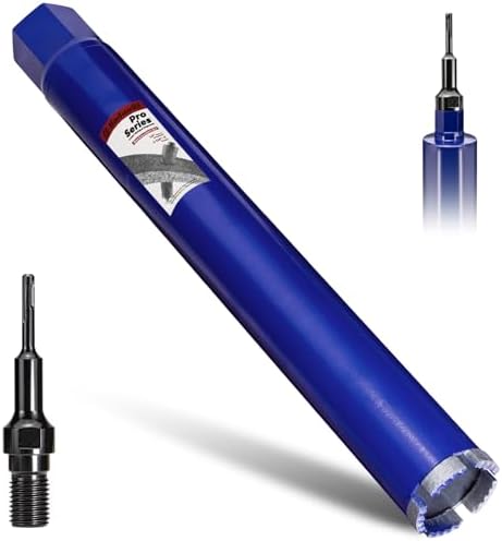 2" Concrete Core Drill Bit with SDS Plus Adapter(1-1/4"-7 Thread) - 14" Cutting Depth & Upgraded Welded Teeth Core Bits for Concrete with Rebar, Brick, Masonry,Stucco,Mortar,Wet Coring