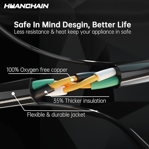 HUANCHAIN Indoor Outdoor Black Extension Cord 15 FT 2Pack Waterproof 16/3