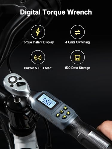 GROWNEER Digital Torque Wrench, 1.1-22.1 Ft-lbs/1.5-30 Nm, 1/4'' Drive Inch Pound Torque Wrench with Buzzer & LED Indicator, Electronic Wrench Set with Bits & Sockets for Gunsmithing Bike Motorcycle