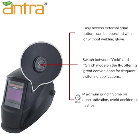 Antra Digital Solar Power Auto-Shading & Darkening Welding Helmet DP5A-0000 True Color 3/5-13 w/Tack Mode, Shade Lock, Two Step Delay, Low TIG Rating 2A - Precision Protection for Welding Excellence