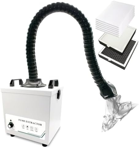 Solder Fume Extractor 100W - 235m³/h 3-layer filter Powerful Smoke Extractor with Adjustable Fume Hose，Compact Desktop for Welding DIY, 3D Printing, Nail Salon | Safe for Engineers, Technicians- 131