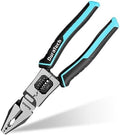 DURATECH 6-in-1 Linesman Pliers, 8.5" Multipurpose Combination Pliers with Wire Stripper/Crimper/Cutter Function, Heavy Duty Side-Cutting Pliers for Crimping, Stripping, Shearing, Screwing