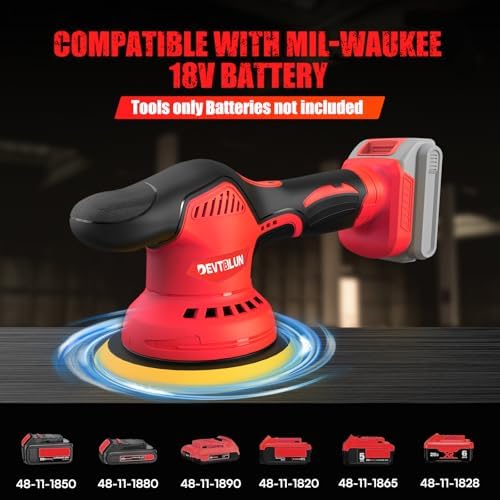 Cordless Car Buffer Polisher Compatible with Milwaukee M18 Battery(NO Battery),6" Brushless Buffer Polisher Kit, 8 Variable Speed 5500RPM for Car Detailing,14PCS Polishing Accessories