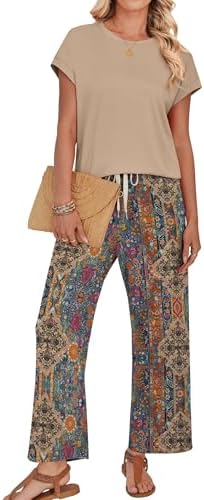 WIHOLL Two Piece Sets for Women Summer Spring Outfits Lounge Sets Beach Vacation Clothes Airport Travel Matching Clothing