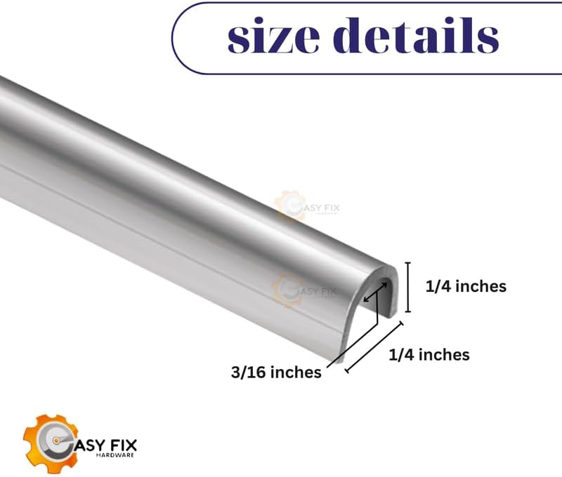 Easy Fix Hardware Snap On Repair Track Cover 1/4" for Sliding Patio Glass Doors | Sliding Door Repair Replacement Hardware Repair Stainless Steel | Fix Sliding Glass Door- 4 Feet (Pack of 2)