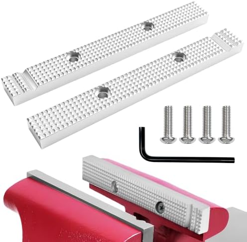6 1/2 Inch Reversible Aluminum Vise Jaws, Replacement Bench Vise Jaw Pads Compatible with Older USA Craftsman & Columbian Gray Vises, Lightweight Sturdy Clamp Jaw Accessories for Bench Work