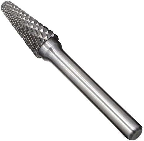 10Pcs/set 3/8 Dia.Rounded Tapered Cone Burrs Heavy Duty Solid Carbide Grinding Heads Chamfering Abrasion Industrial Deburring Rotary Tools for Hard Steel Metal Metalworking