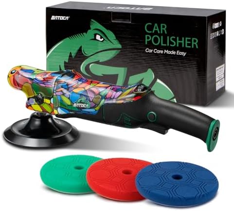 BATOCA P2 Car Buffer Polisher, 1000W High-Torque - 6-Inch Professional Rotary Polisher for Deep Paint Correction - Anti-Vibration Handle &16.4ft Detachable Cord, 6-Speed 1000-3800RPM - Auto, Marine,RV