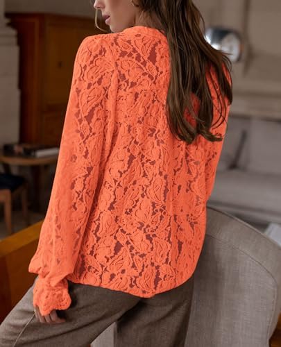 PRETTYGARDEN Women's Fall Trendy Long Sleeve Lace Tops