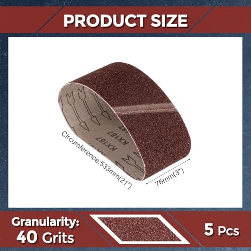 5 Pcs Sanding Belts 3 x 21 Inch 40 Grit Aluminum Oxide