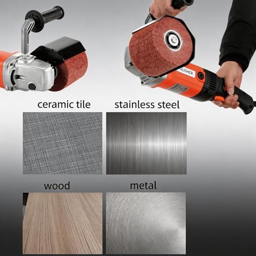 1400W Electric Surface Conditioning Tool, 8-Speed Variable Burnishing Polishing Machine w/2 Wire Drawing Wheels, Handheld Brush Grinder for Wood Metal Stainless Steel with Lock Switch
