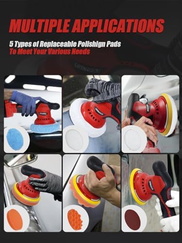 Cordless Car Polisher for Car Detailing Compatible, Red