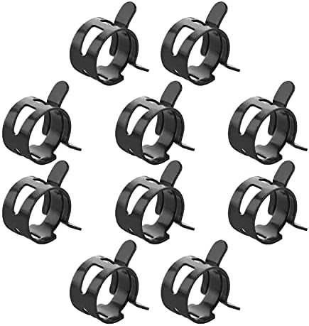 100pcs 1.26" ID Constant Tension Band Hose Clamps, 32mm Spring Band Type Action Hose Clamp Manganese Steel Fuel Line Clamp Low Pressure Air Clip Clamp for Fuel Hose Line Water Pipe Air Tube black