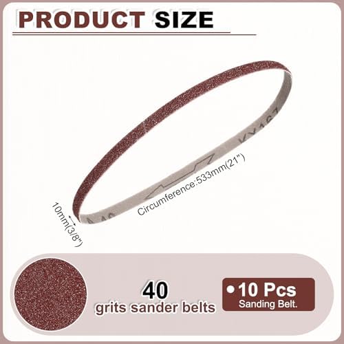HARFINGTON 3/8 x 21 Inch Sanding Belts, 10 Pcs 40 Grits Aluminum Oxide