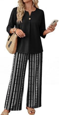 WIHOLL Two Piece Sets for Women 3/4 Length Sleeve Lounge Sets Summer Spring Vacation Travel Outfits Fashion Clothing
