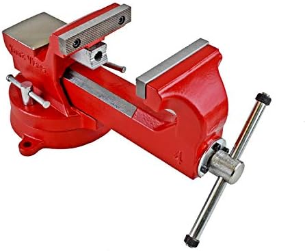 Yost Vises ADI-6 Heavy Duty Vise | 130,000 PSI Tensile Strength Austempered Ductile Iron Bench Vise | 6 Inch Jaw Width with a 360 Degrees Interlocking Swivel Base and 2 Lockdowns | Red