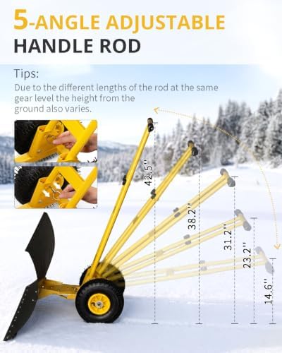 Outvita Snow Shovel with Wheels, 36" Wide 18" Long, Black & Yellow