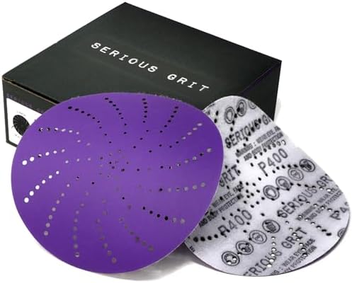 Serious Grit - 6-Inch P400 Grit Ceramic Multi-Hole Sanding Discs - 50 Pack